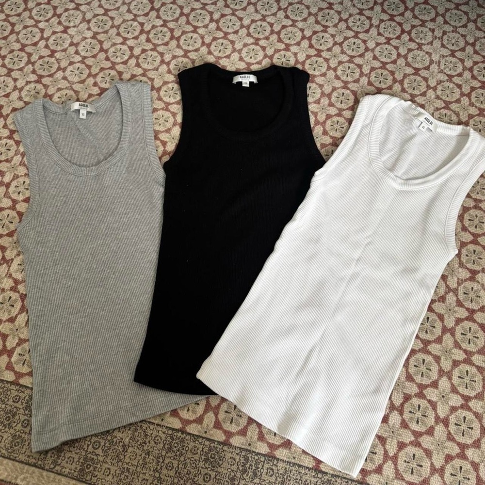Agolde poppy tank bundle in grey white and black